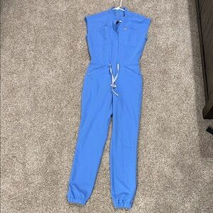 Figs Blue Scrub Jumpsuit with Drawstring
